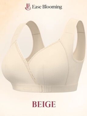 EaseBlooming Ultra Soft Front Closure Bra in Beige 2XL NWT